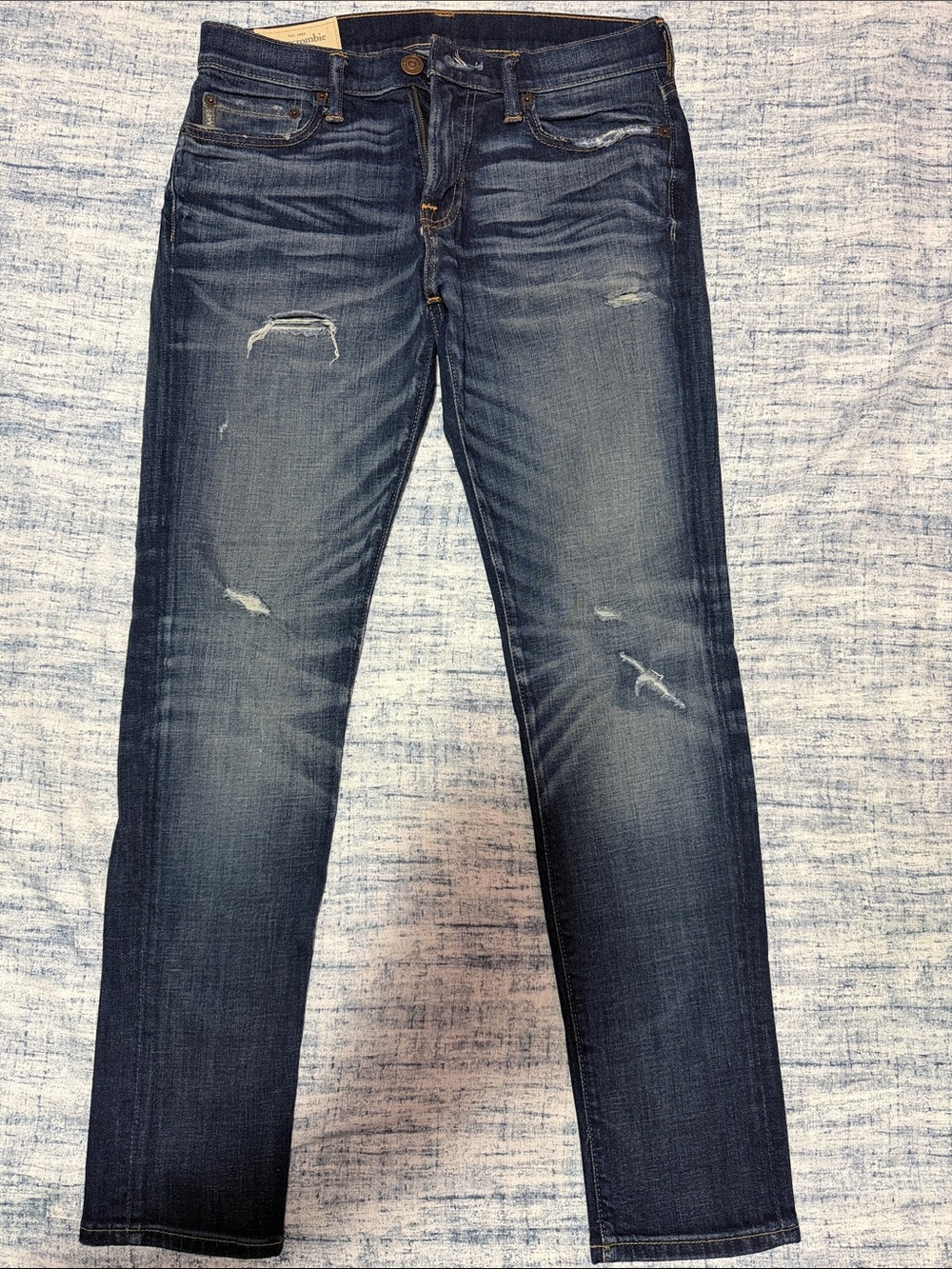 Men's Abercrombie & Fitch Distressed Dark Blue Skinny Jeans
